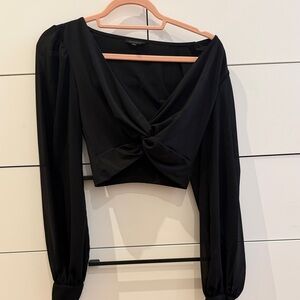 Dynamite Black Twist Front Blouse